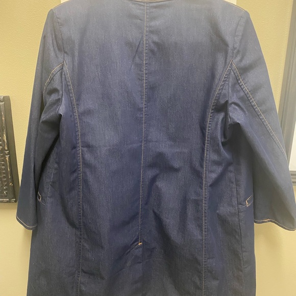 Chico’s Rich Indigo Refined Collarless Denim Duster - Picture 2 of 8